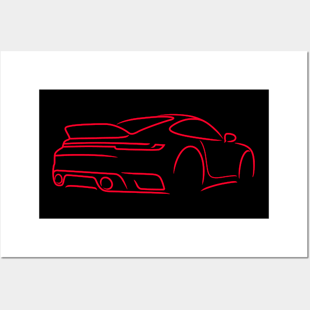 911 stoplamp back rear sportcar red Wall Art by creative.z